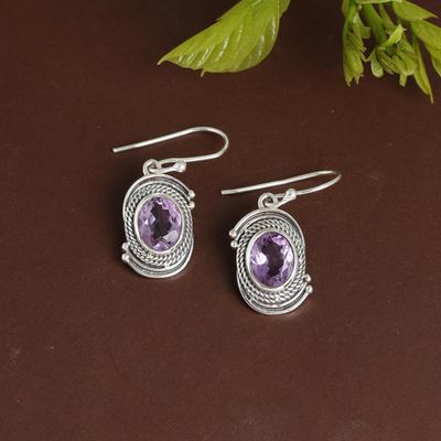 Faceted Amethyst Women Earring, 925 Sterling Silver Handmade Jewelry, February Birthstone Earring, Silver Earring, Gift For Her