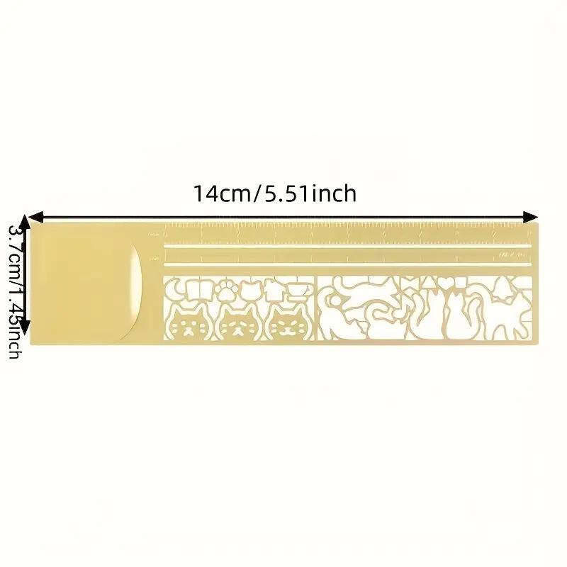 1 stk Multifunksjonell Mal for Katt Håndbok Linjal Rett Linjal Kattunge Mønster Dobbeltsidig Bokmerke og Linjal