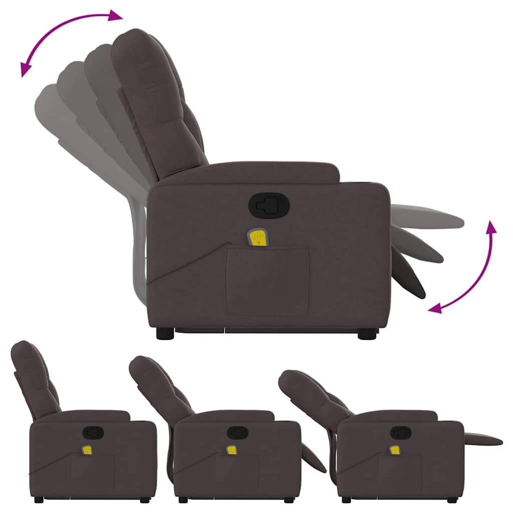 Recliner Chair with Lift Function Dark Brown Fabric