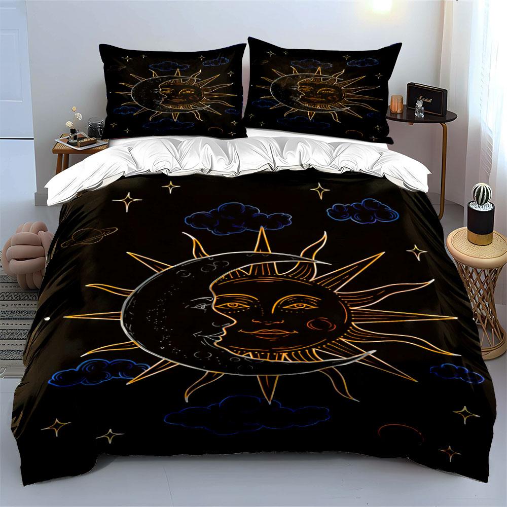 Sun, moon, stars, clouds. Bedding sets Duvet cover sets Duvet covers Pillowcases(1*Duvet Cover 2*Pillowcases without duvet insert)