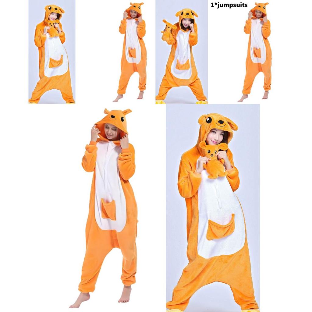 Klokan Kreslený Fleece Dětské Pyžamo s Kapucí Pro Zimní Pohodlí