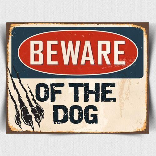 BEWARE OF THE DOG METAL WALL SIGN PLAQUE humorous funny poster bedroom door 20x30cm（7.8x11.8inch）