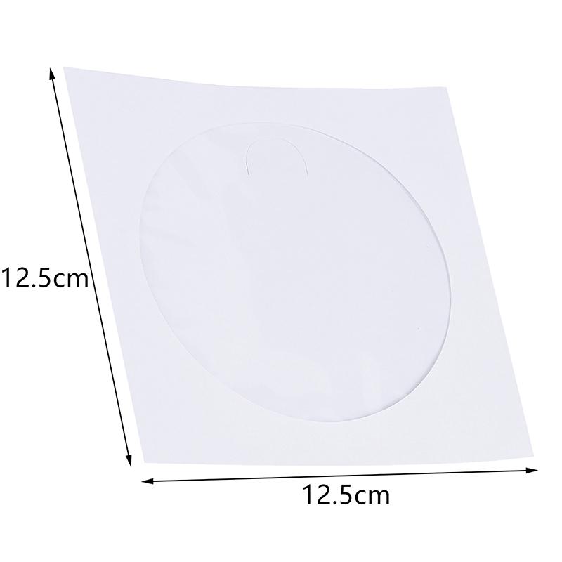 Envelopes Storage Clear Window Case Flap White Folded Paper Bag 10/50Pcs 12.5Cm Cd Dvd Disc Paper Sleeves