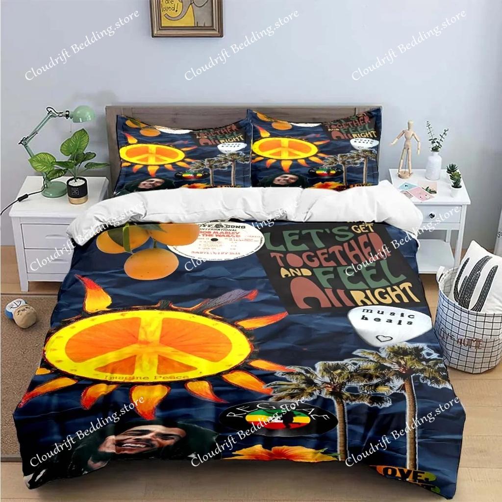 New Singer R-Reggae Bob Marley Pattern Bedding Sets Bed Supplies Set Duvet Cover Comforter Set Bedding Set Luxury Birthday Gift