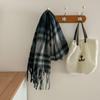 Tonglu Women's Mohair Winter Scarf: Black & White Plaid, High-End, Thick & Warm Neck Warmer