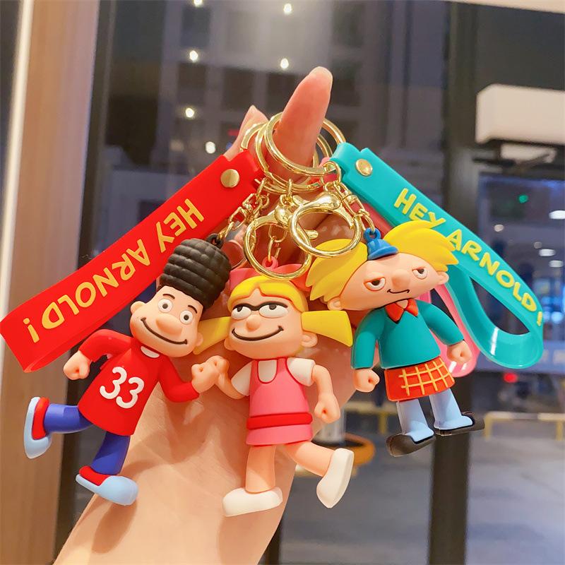 Portachiavi Figura Anime Hey Arnold Cartone Animato Carino Uomo Basso Ciondolo Borsa Portachiavi Ornamenti Chiave Auto Accessori Regalo di Natale per Bambini