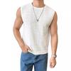 Mens Summer Solid Breathable Round Neck Casual Knitted Sleeveless Top