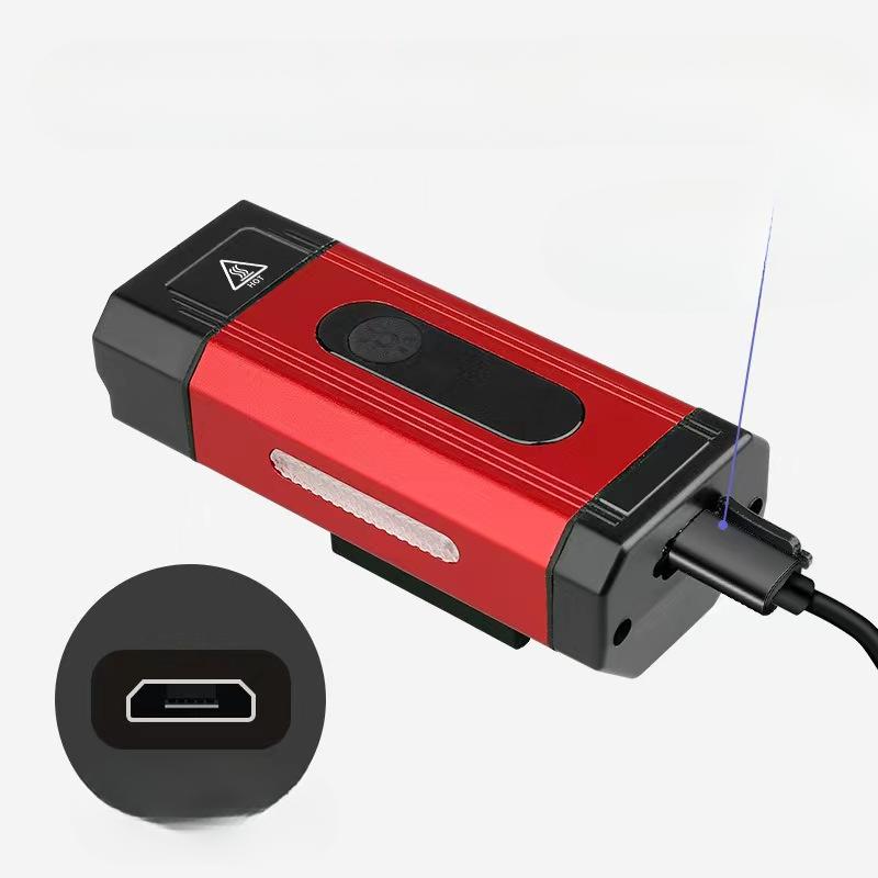 Bicycle Aluminum Alloy Headlights with 800 Lumens, Large Capacity, Strong Light, Long-distance Outdoor Cycling Lights, and Red and Blue Warning Lights