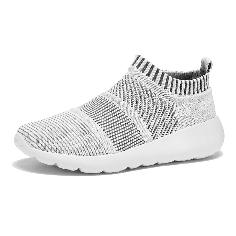 

Mens Walking Shoes Breathable Slip on Socks Shoes UNISEX Lightweight Shock Absorption Thick Sole Casual Sneakers 38 серый