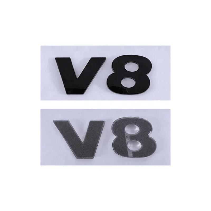 3D ABS Chrome Black V6 V8 Letters Car Rear Trunk Fender Emblem Badge Sticker Decals For VW Polo Golf Passat Touareg AccessoriesKD0