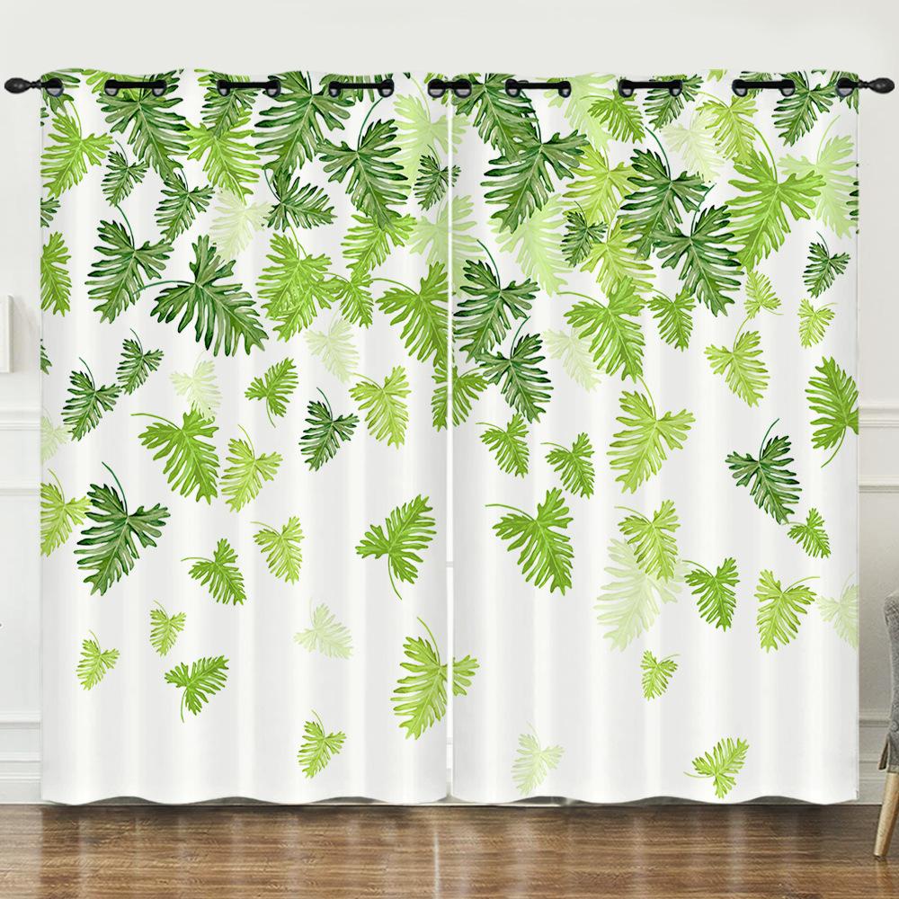 

Шторы Свежие и Простые Расписанные Вручную Цветы Цифровая Печать Светонепроницаемая Штора на Люверсах 97cm*114cm*2