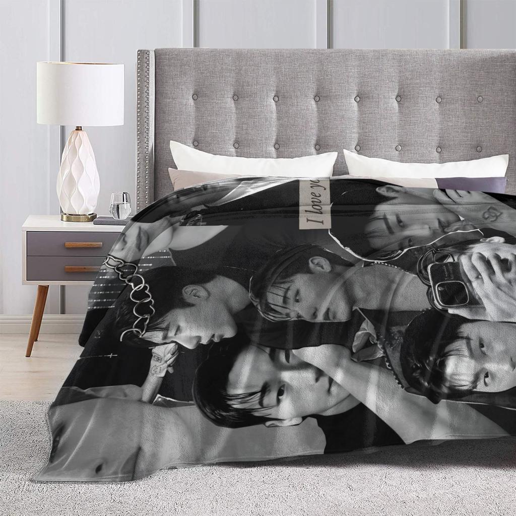 Warm Blankets Picnic Kpop Ateez Choi San Throw Blanket Flannel Bedspread For Living Room Novelty Sofa Bed Cover