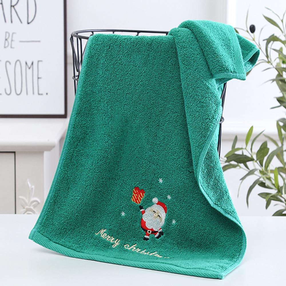 2Pcs Cotton Christmas Hand Towels 350 * 750mm Decorative Dish Towels Bath Towel Set Bathroom Use