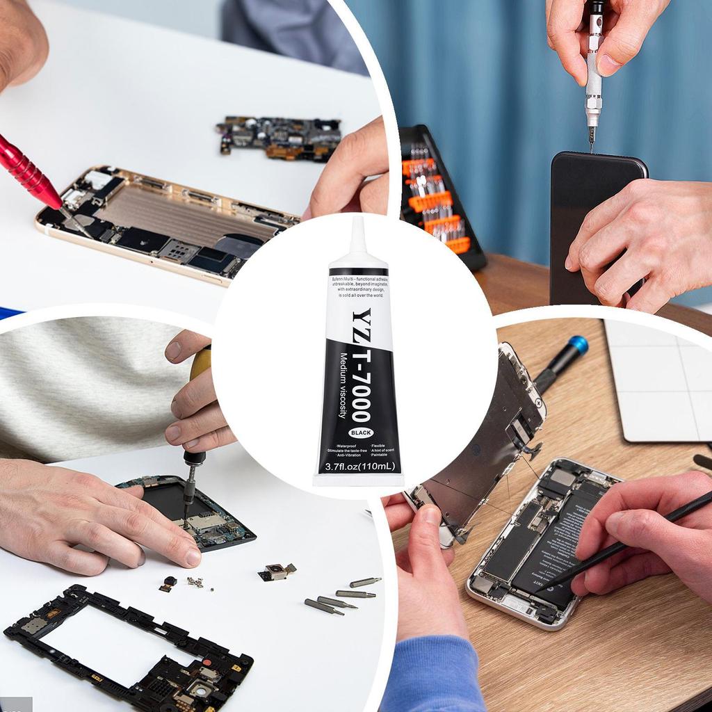 T7000 Svart Mjukt Lim T-7000 Dator Mobiltelefon Pekskärm Reparationsram Vibrationsdämpande Vattentät Universallim