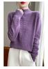Autumn & Winter Women's Thick Wool Half-High Collar Pullover Sweater - Loose, Solid Color, Versatile Knit.