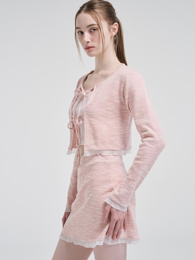 Etmont Frill Tweed Mini Skirt, Pink
