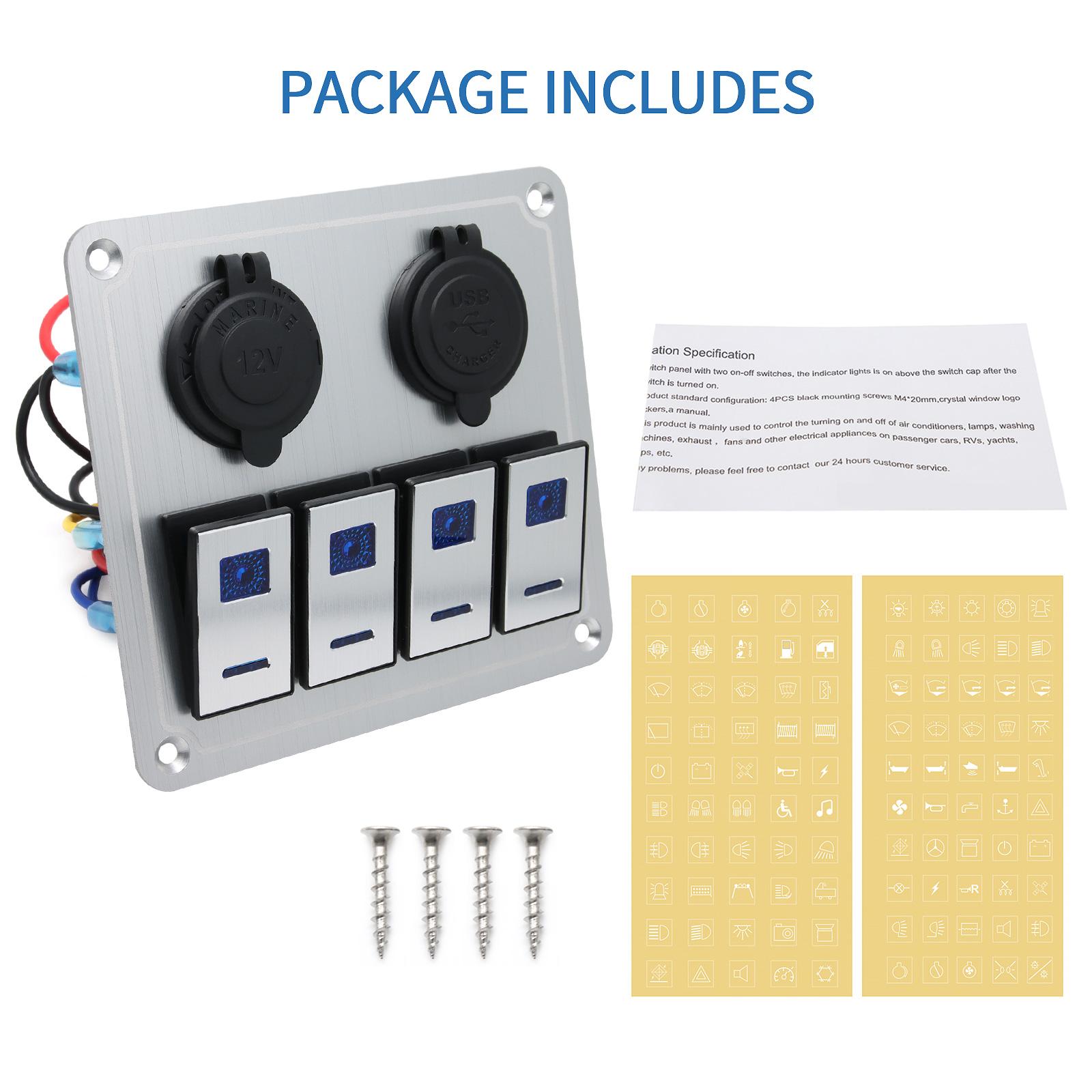 

Автомобильная панель переключателей, цифровой вольтметр, USB-порт, 12 В, розетка, комбинированная, морская, светодиодная, прикуриватель, 2-8 для автомобиля, лодки