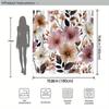 1 Soft Pink Peach White Floral Shower Curtain - Watercolor Rose Peony And Dark Green Leaves Vintage Botanical Print, Polyester