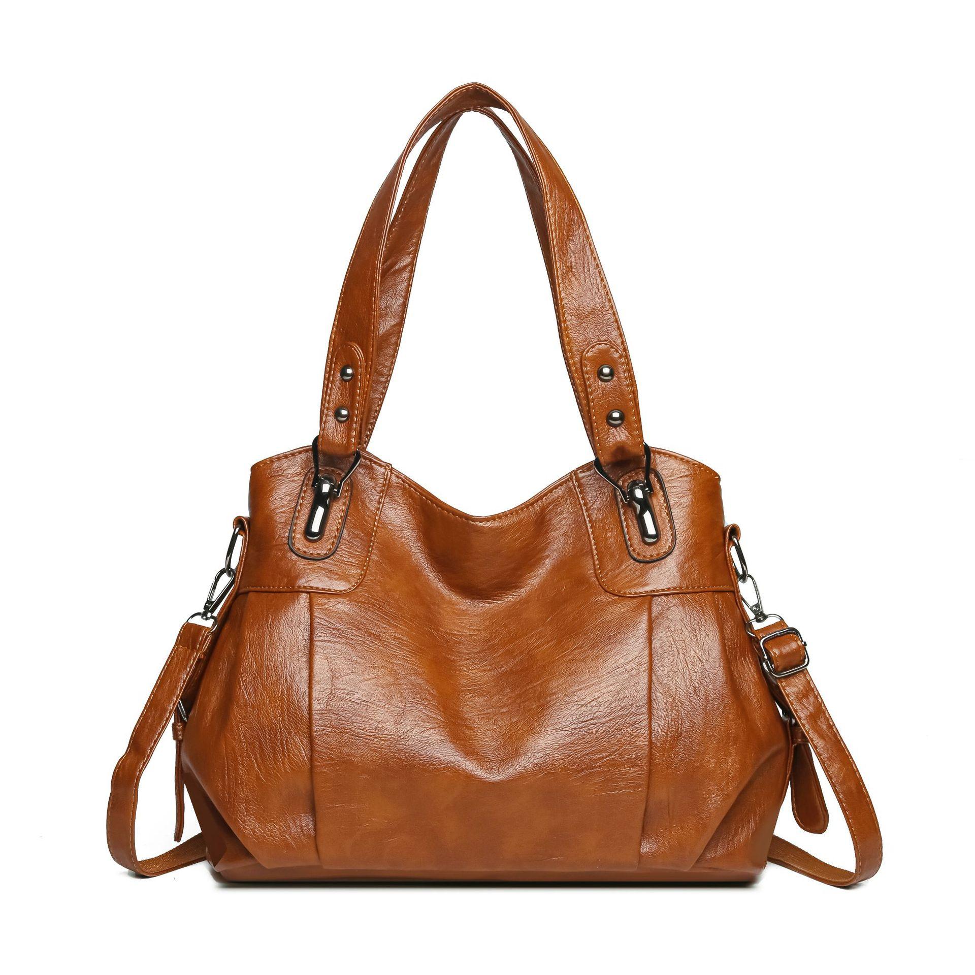 

Вінтажна м яка шкіряна сумка Жіноча міська сумка великої місткості Повсякденна сумка через плече Велика сумка-тоут