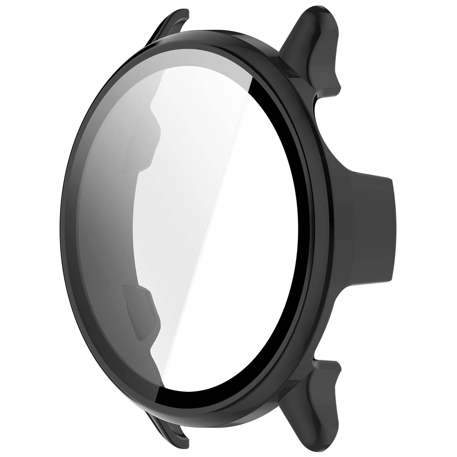 

For Garmin Vivoactive 6 Hard PC Case All Around Watch Cover with Tempered Glass Film Matte Black