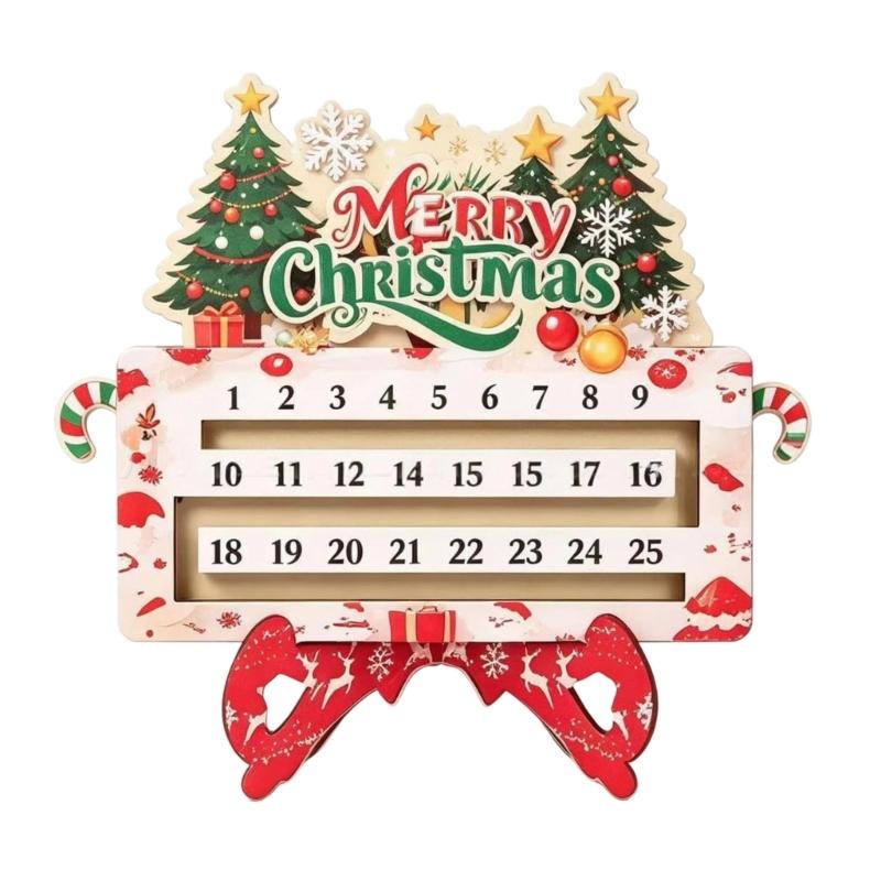 Advent Advent Calendar Decoration, Wooden Christmas Calendar Sign for Entryway Shelf Tabletop Display and Home Styling