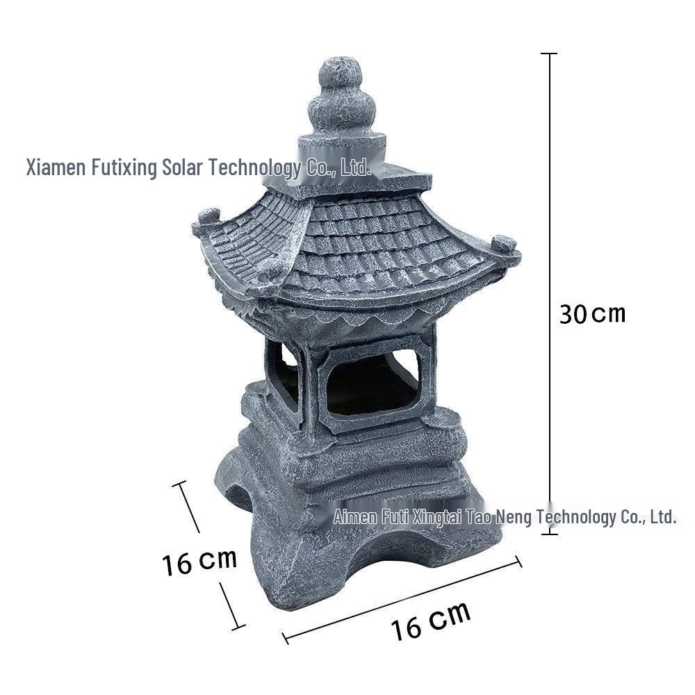 Solar Zen Style Stone Pagoda Lantern for Garden Decoration & Landscape Lighting