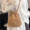 Cute Luxury Designer Brand Straw Woven Shoulder Crossbody Bucket Bag   Fashion Casual Summer Travel Beach Women Trendy