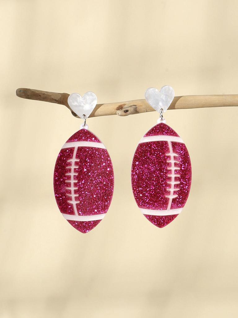 Sporty Style Double Layer Acrylic American Football Earrings for Women