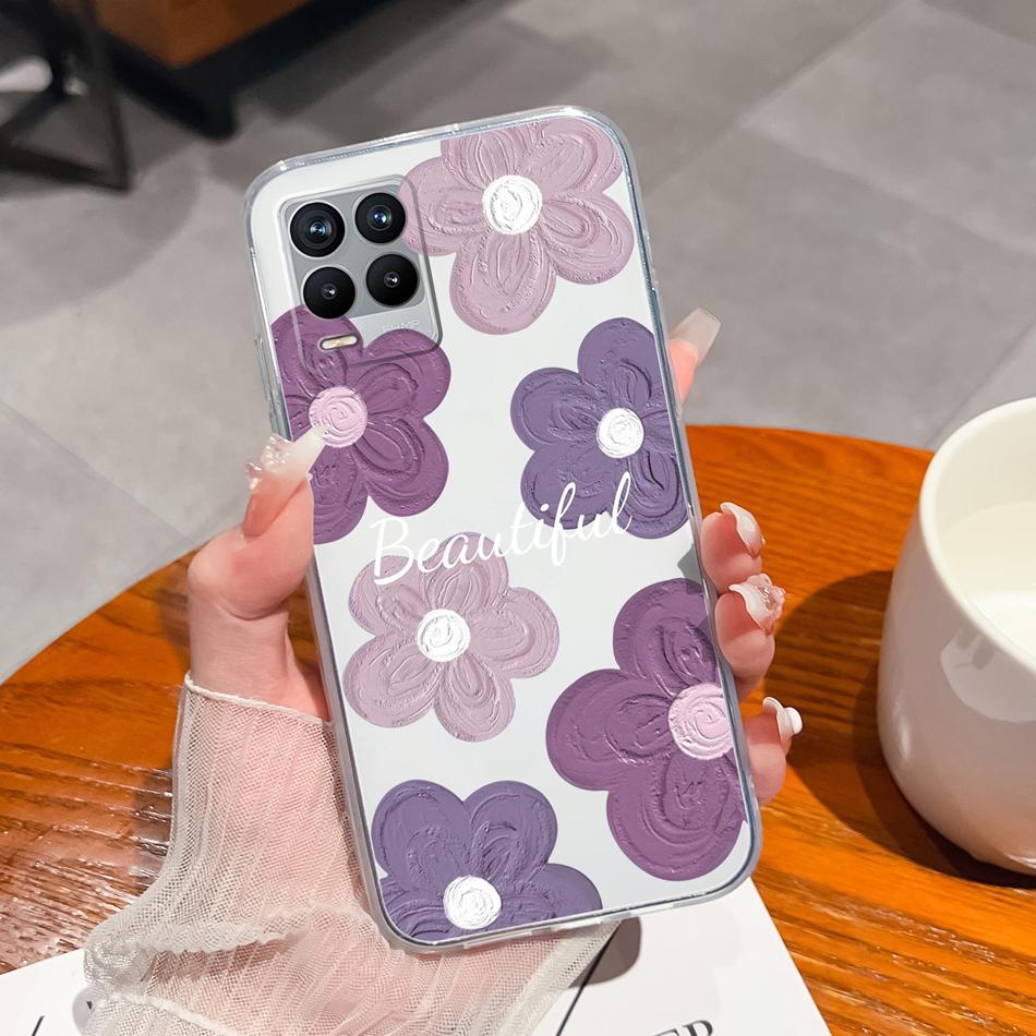 For Realme 8 Pro Case Lovely Cat Soft Transparent Phone Back Cover For Realme8 4G 5G Shockproof Comfortable TPU Silicone Bumper