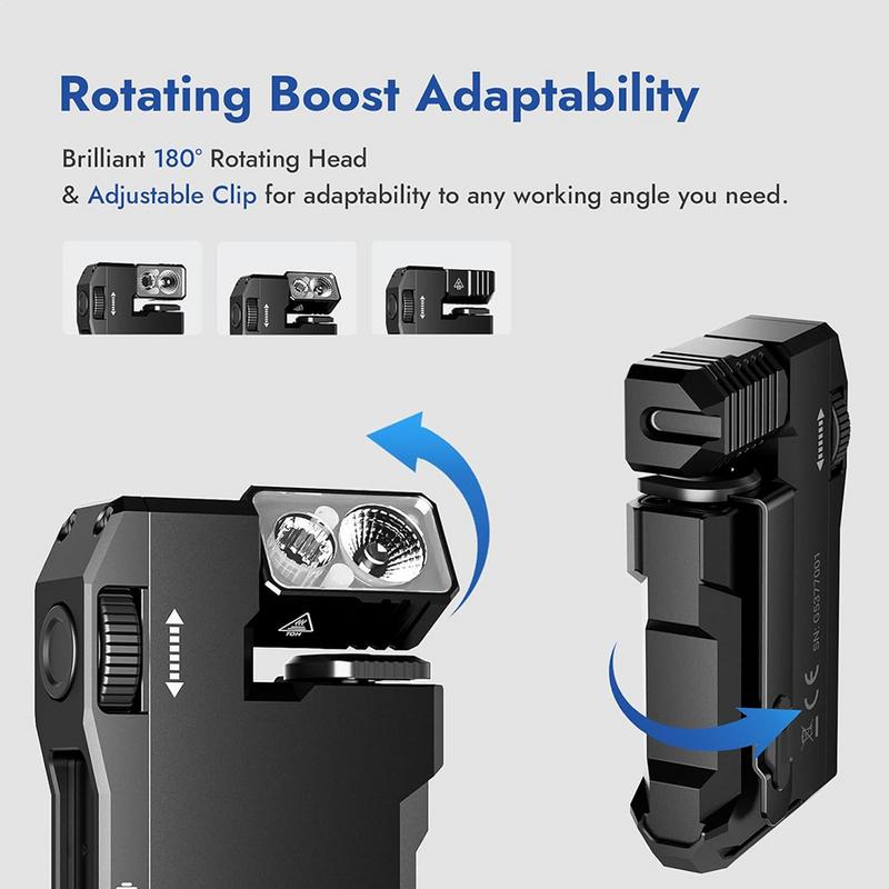 Portable Pocket Light 180 Rotating Head Adjustable Clip Flashlight Waterproof Handheld  Magnetic Torch Gadgets For Outdoor