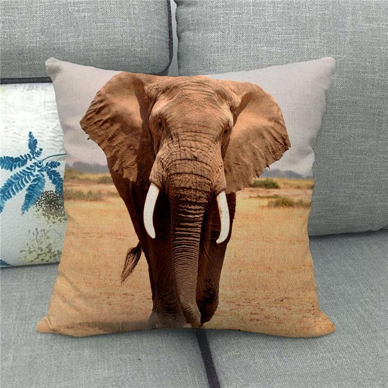 Cute Elephant - African Wildlife Digital Printing Short Plush Pillow Covers For Car Sofa Office Cushion Cover Home Goods
