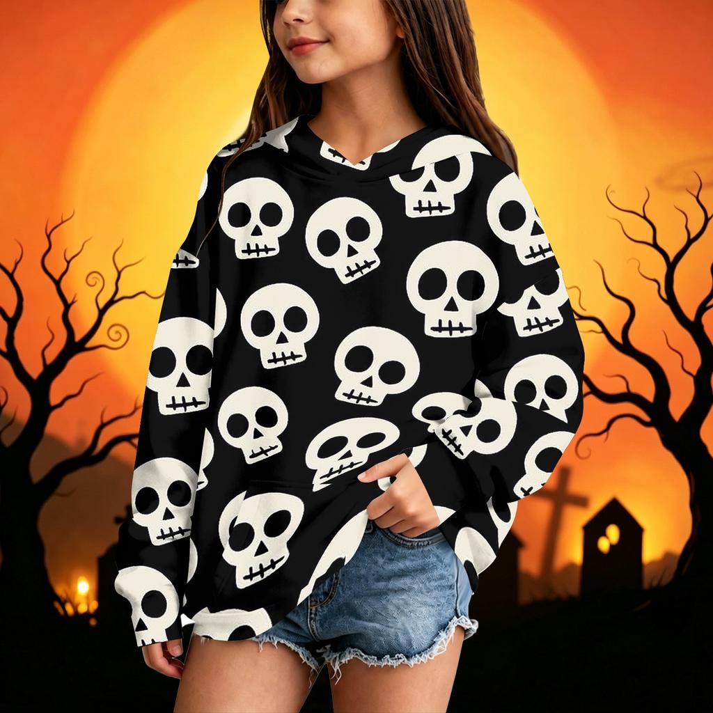 Kids' Casual Halloween Print Hoodie Sweatshirt for Boys and Girls