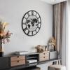 World Map Globe Design Skeleton Wall Clock, Industrial Black Metal Silent Non-Ticking Clock for Living Room Office Decor