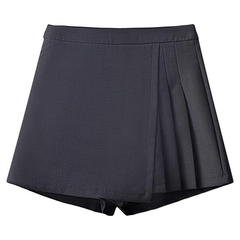 Women's High-Waist Pleated A-Line Skort - Irregular Wide-Leg Fit, Spring/Summer 2025