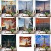Nordic Paris Eiffel Tower Landscape Polyester Tapestry For Renting House Renovation Student Dormitory Wall Background Hanging Cloth