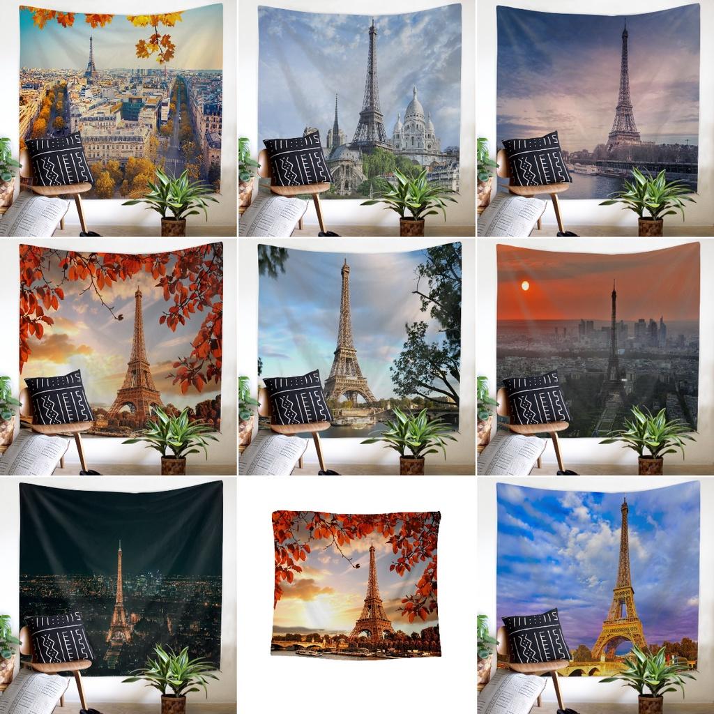 Nordic Paris Eiffel Tower Landscape Polyester Tapestry For Renting House Renovation Student Dormitory Wall Background Hanging Cloth
