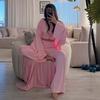 Spring and Autumn New European and American Women's Clothing Cross-border Long Sleeve Shirt Long Top Short T-Shirt Wide Leg Pants Three-piece Set