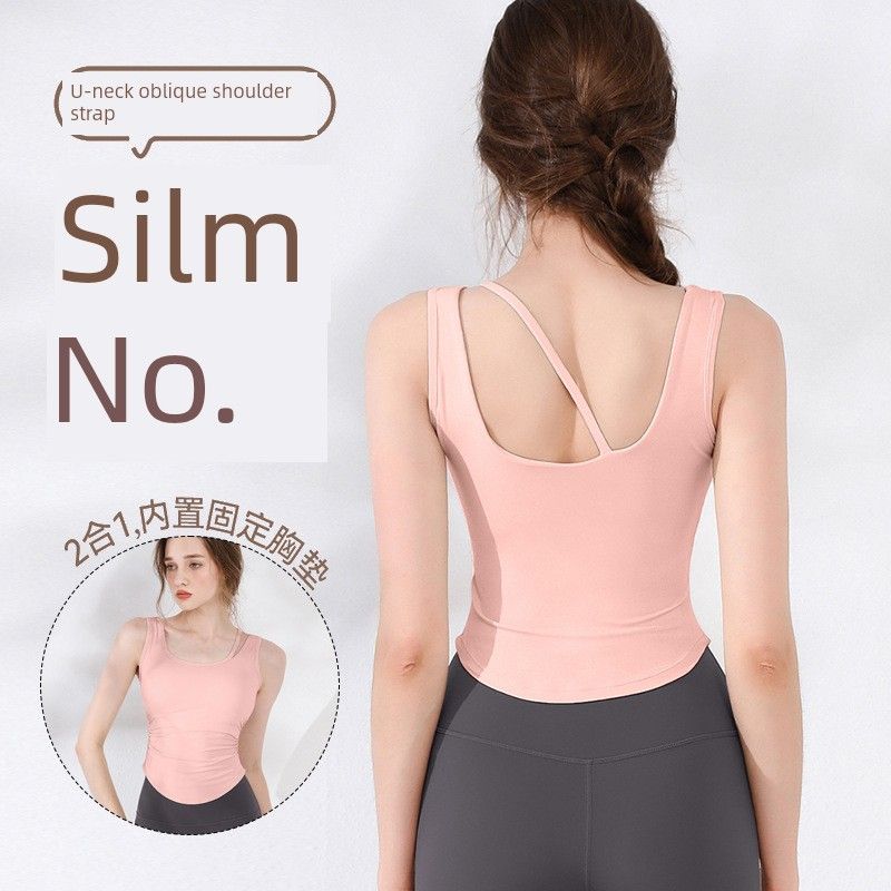 Export Amoi Yoga Clothes Women's Fixed Cup U-Shaped Beautiful Vest Sports Outdoor High Strength Training Workout Clothes Tops
