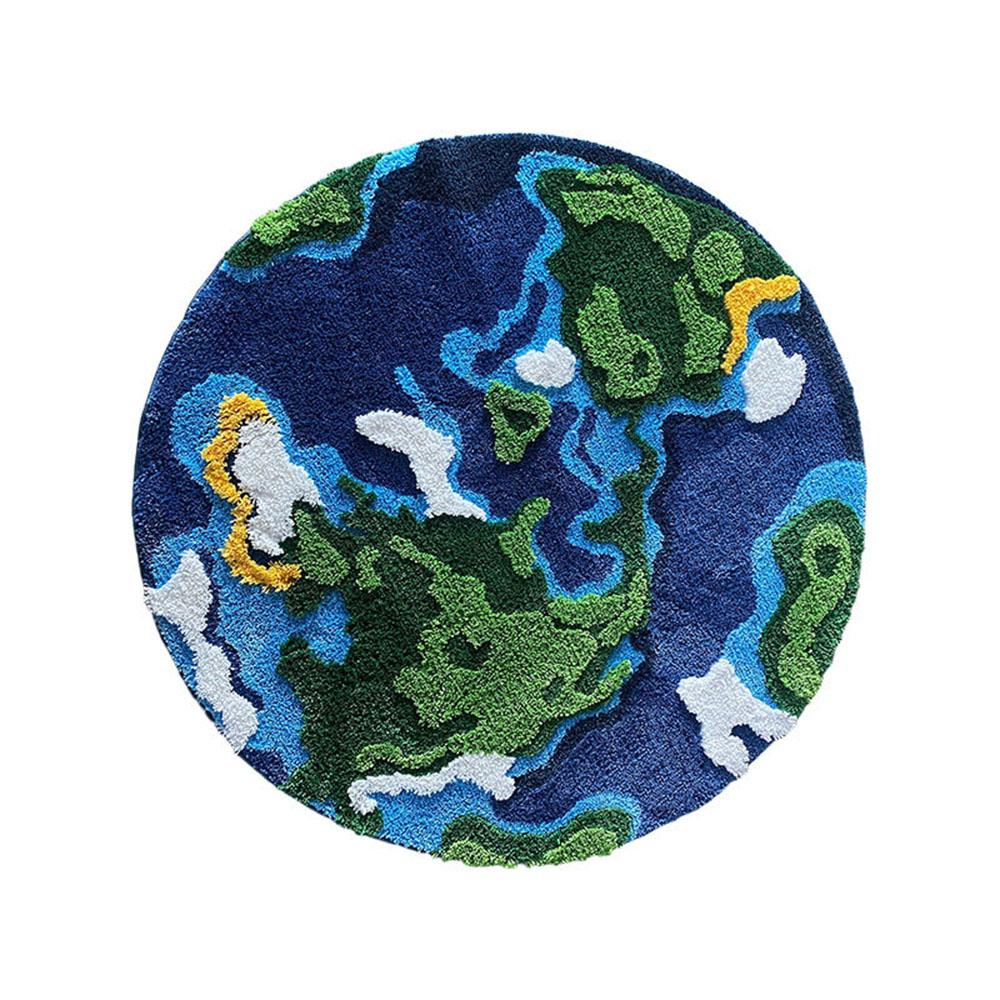 

Cartoon Earth Floral Pattern Short-Pile Round Carpet Absorbent Floor Mat Kitchen Bathroom Carpets Bedroom Rug Home Decoration землистый