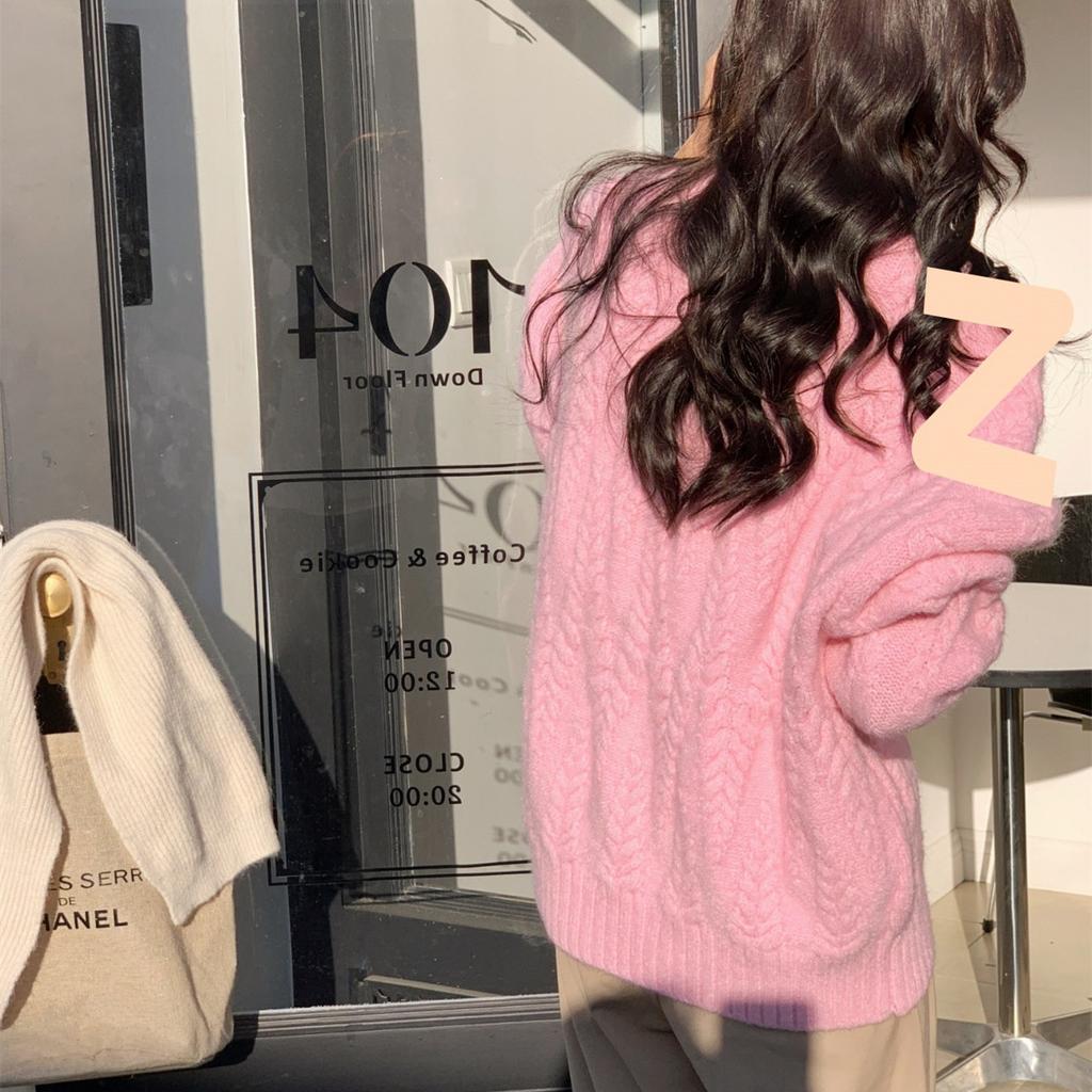 One Size Women's Pullover Sweater Loose Fried Dough Twist Knitting Top