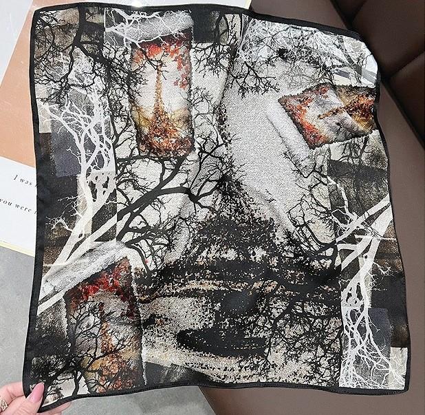 New 100% Natural Real Silk Scarf Fashion Lady Foulard Female Bandana Scarves  Women Hijab Shawl Wraps Square Neckerchief