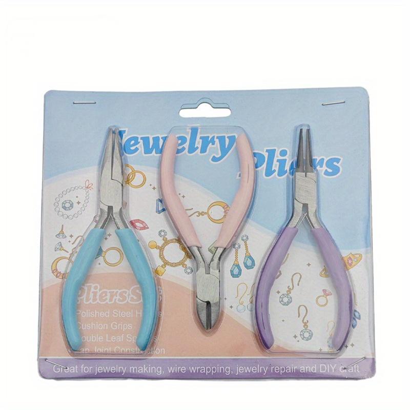 3 ks/sada kleští na šperky Barevné multifunkční kleště s jehlovými čelistmi Diagonální kleště s kulatými čelistmi DIY Ručně vyráběné mini kleště na šperky