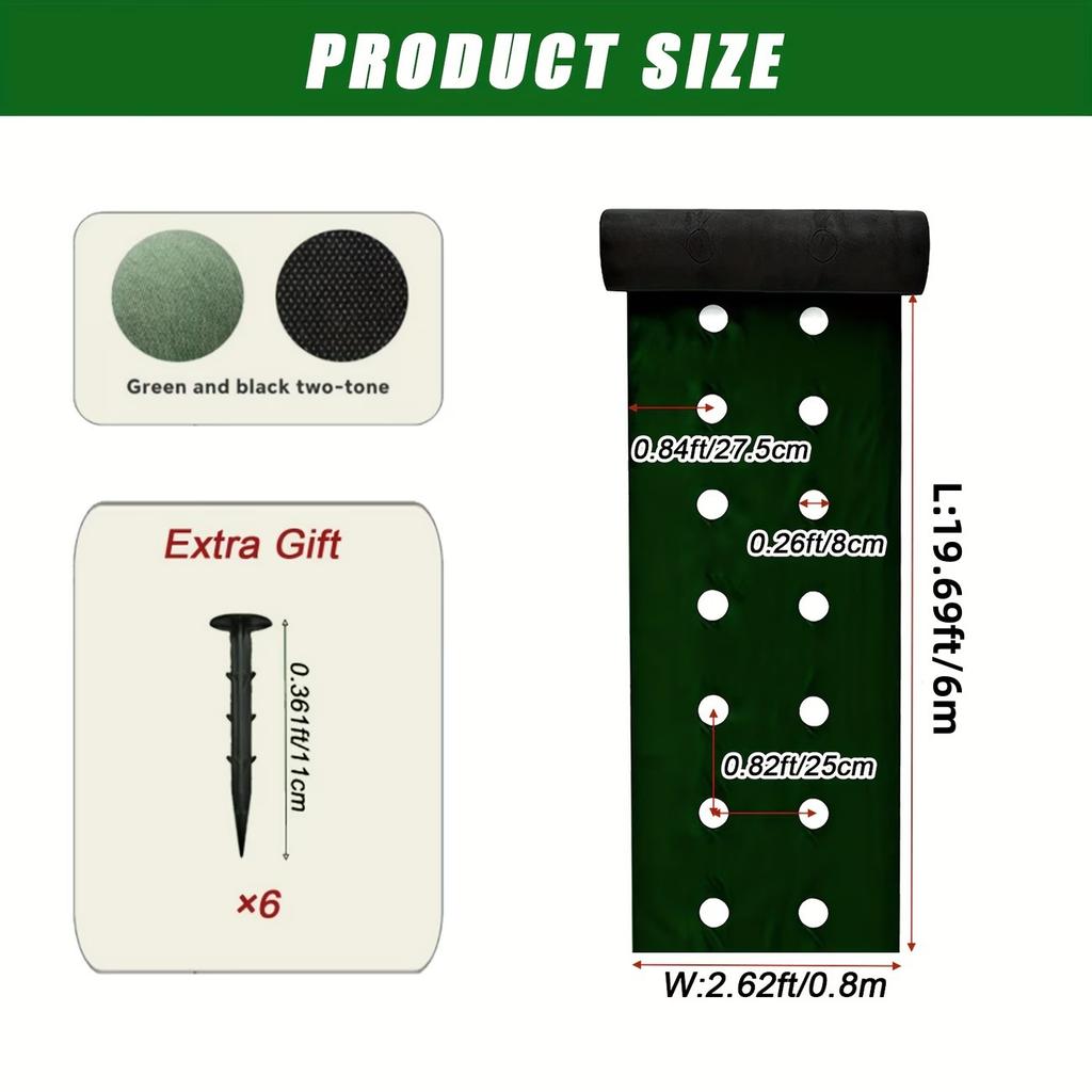 Pre-Holes Weed Barrier Fabric Roll with 6 Pcs Garden Staples Permeable Degradable Planting Mulch Sheet Ground Cover