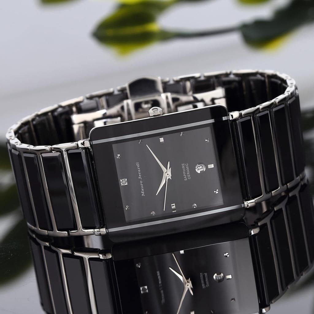 Roestvrij Staal Keramiek Luxe Saffier 1 Natuurlijke Diamant [Mauro Gerardi] Herenhorloge, & Armband, MJ3080-2