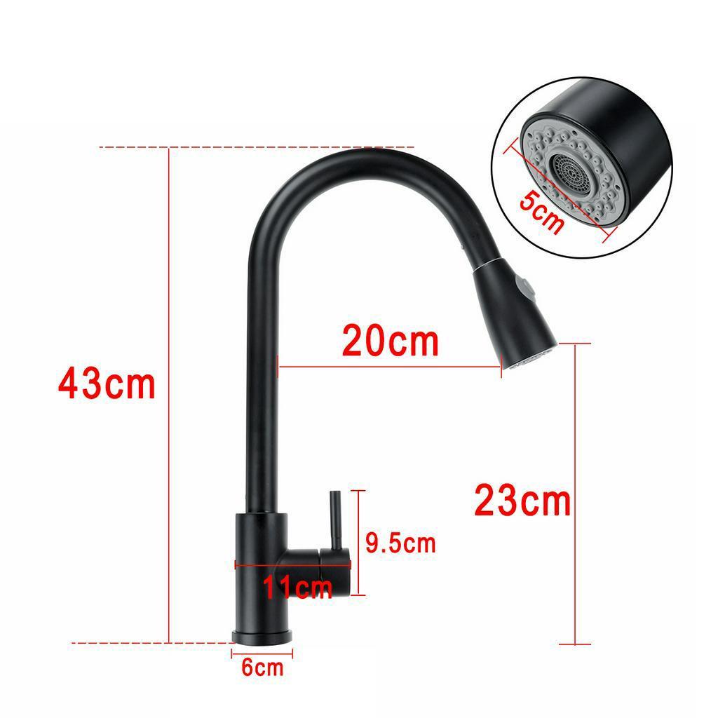 Pull Out Kitchen Sink Faucet Kitchen Bathroom Hot & Cold Tap Deck Mounted Stream Sprayer Kitchen Mixer Tap Black