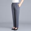 Black Cotton Middle-aged Mother Trousers Loose Elastic Waist Casual Pants Spring Autumn Loose Solid Women's Straight Pants