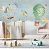 Papel de parede mural nórdico pintado à mão 3D desenho animado avião balão fundo de quarto infantil pintura de parede papel de parede
