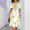 Elegant Fashion Short Sleeve T-shirt Dress Beach Vacation Midi Dresses Women 3d Print Clothing