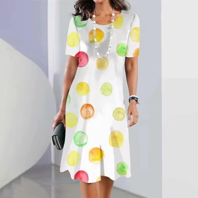 Elegant Fashion Short Sleeve T-shirt Dress Beach Vacation Midi Dresses Women 3d Print Clothing