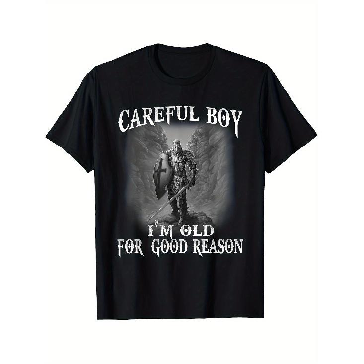 Men s Knight Templar Christian T-Shirt - Medieval Crusader Design with Latin Motto I m Old for A Reason & Templar Cross Emblem, Faith-Based S чёрный
